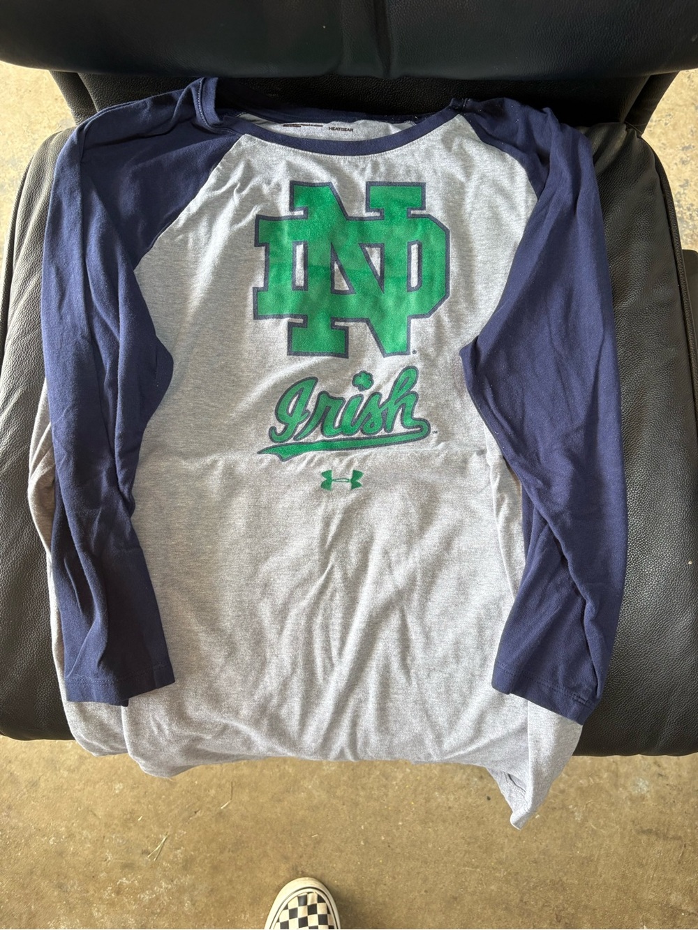 Under Armour Navy & Heather Gray Raglan Tee with Green ND Logo